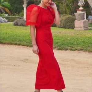 NEVER WORN: Apparentia Collection — Red Dress Puffy Sleeves.